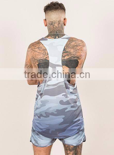 New in gym tank top camo printing fitness vest dry fit stringer vest