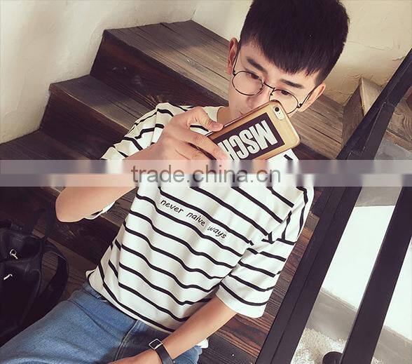 2016 new fashion all match loose half sleeve striped t-shirts