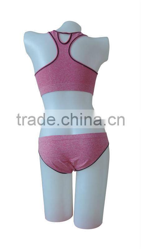 Hot sale pink nude seamless woman underwear ladies melange sport bra