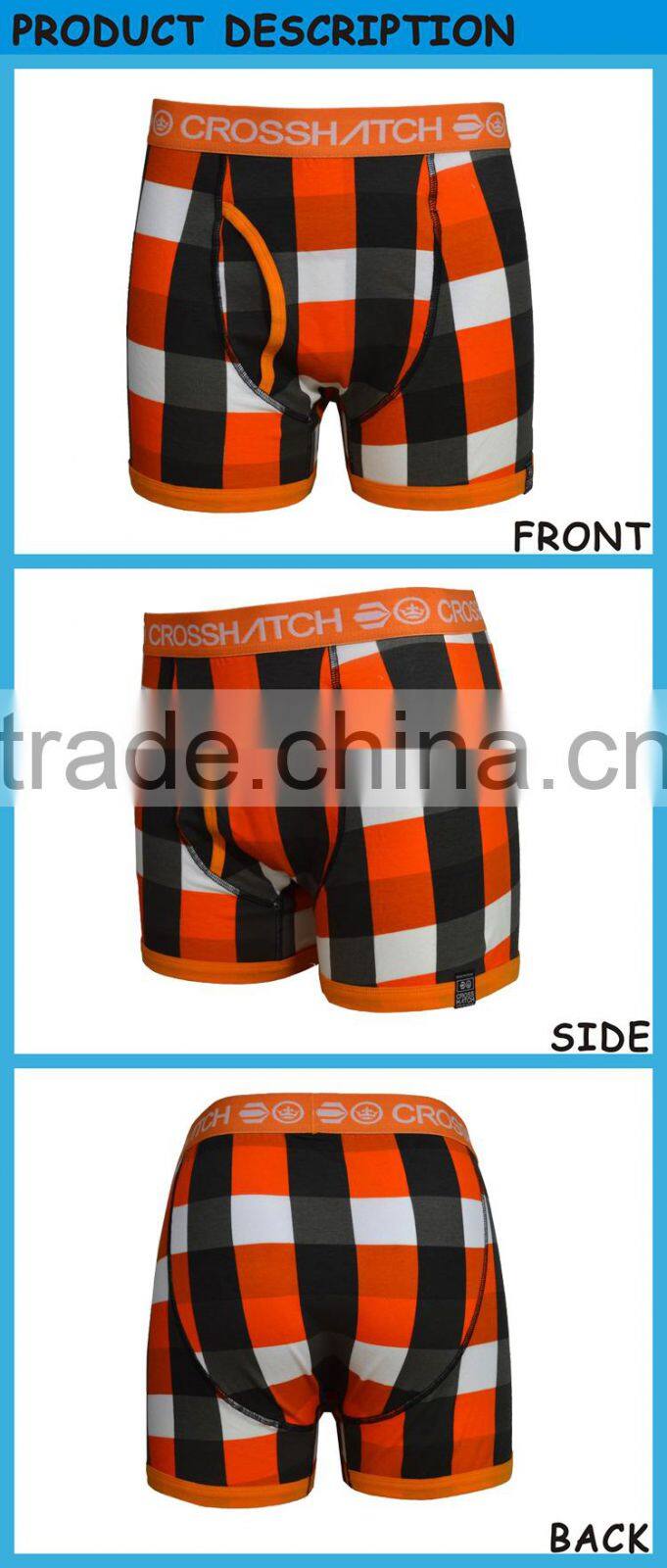 OEM Check Print Man's Underwear Boxer Briefs High Quality Cotton