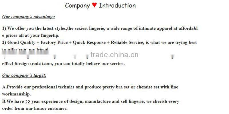 OEM Service breathable lace underwear woman bra panty set