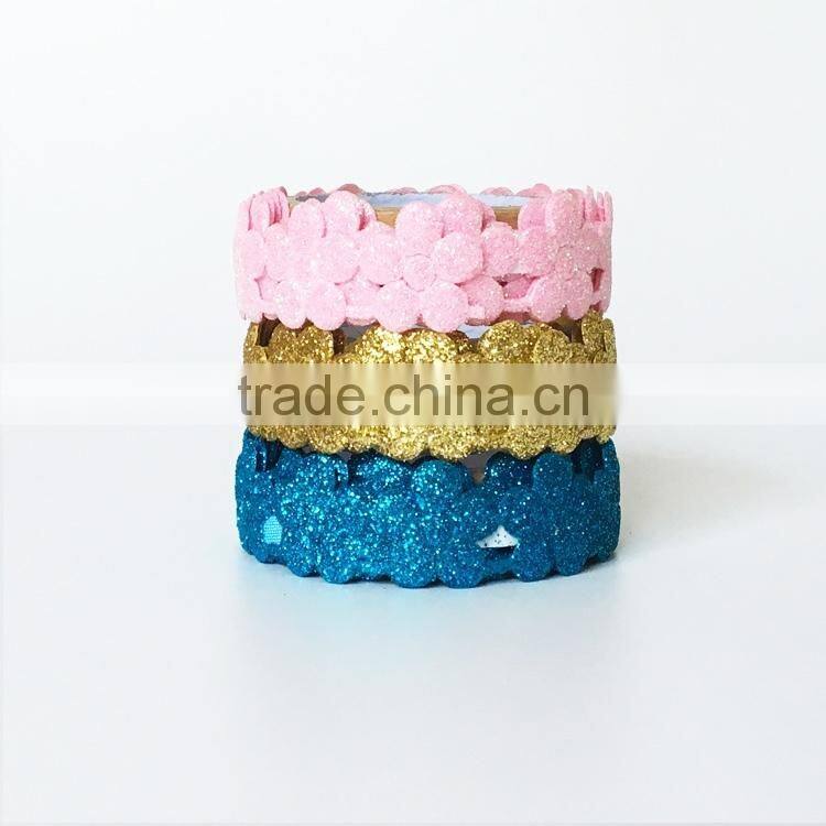 Good golden powder tape ,multicolor tape customize ,flower model adhesive tape for DIY ,decoration glitter tape
