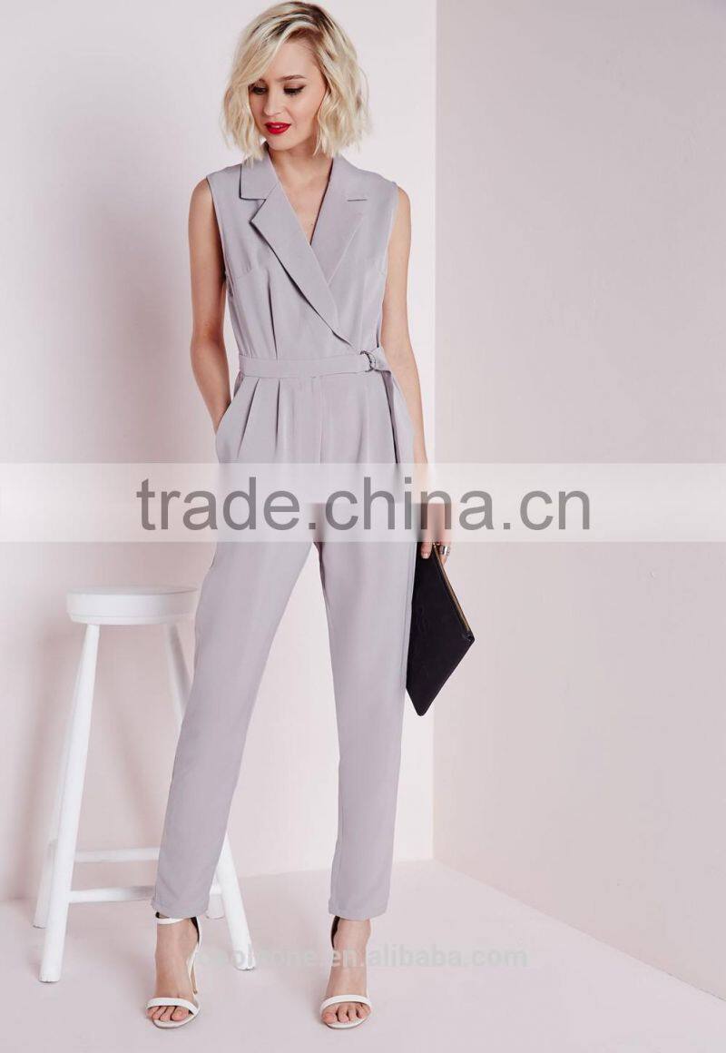 2015 fashion jumpsuit design new style v neck wrap women jumpsuit