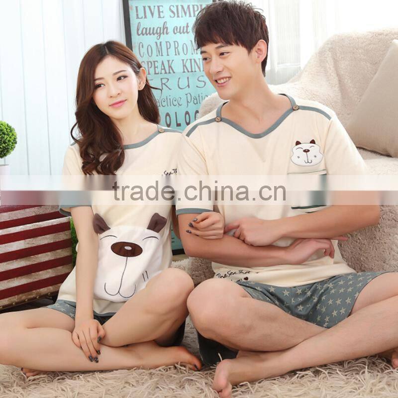 2017 Summer Couple Cotton Pajamas Set