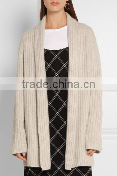 Ladies 2017 new style classic design Ribbed long Knitted Sweater cashmere oversized cardigan