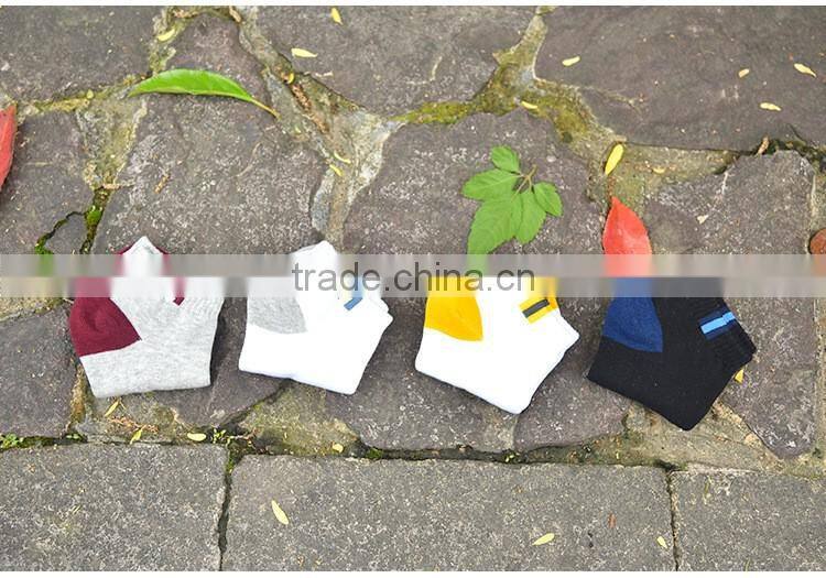 Summer mens color block casual combed cotton ankle socks