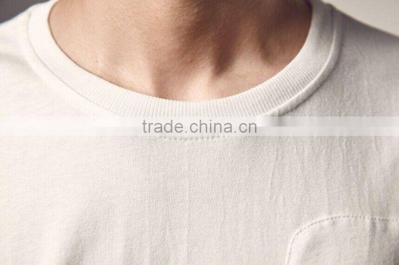 Cheap bulk custom plain thin white t-shirts with pocket