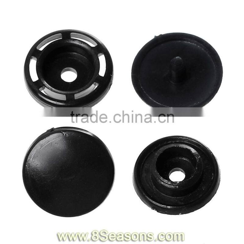 Resin Snap Fastener Set Buttons Round Black Button Scrapbooking