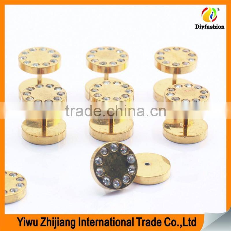 Custom Fancy Colorful Diamond Ear Plugs Piercing Tunnel Stainless Steel Fake Expanders