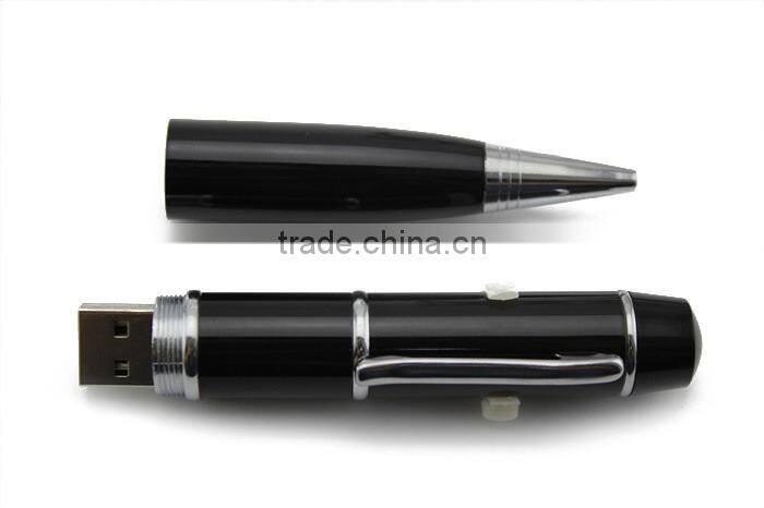 high quality laser point and 4GB 8GB 16GB USB Logo ballpoint business metal pen box gift set