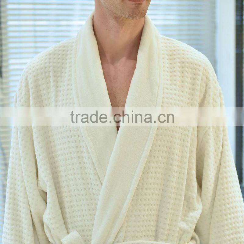 China Supplier White Hotel Waffle Men Bathrobe