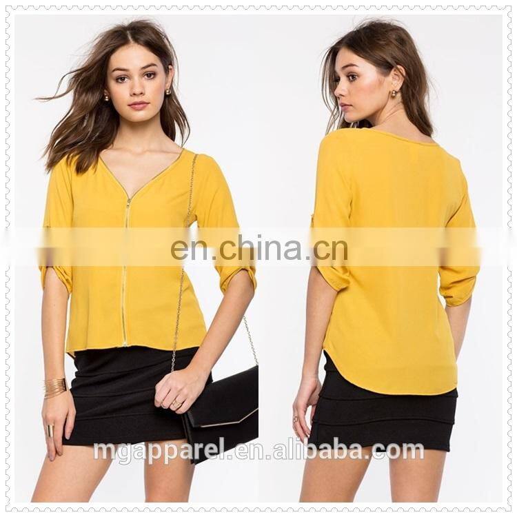 new style rounded back hem women daily smart casual wear blouse