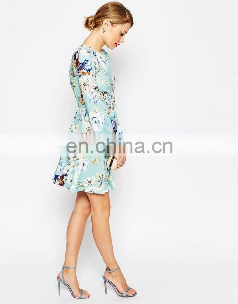 Without dress sexy girls photo women floral printed patterned skater dress