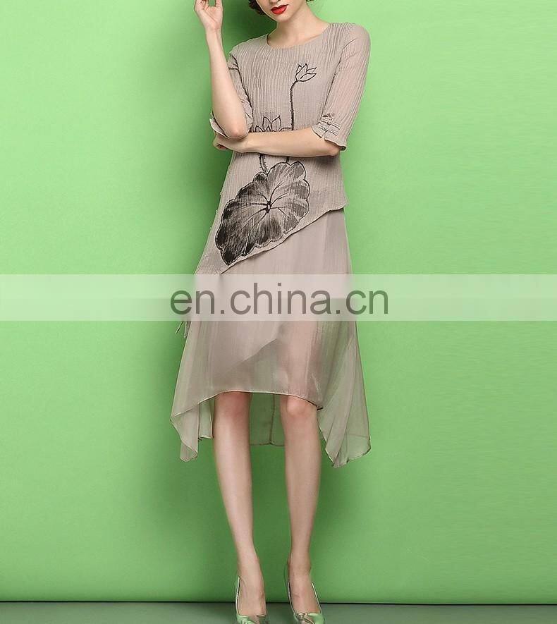 2015 new design half sleeve lady custom dress shirt