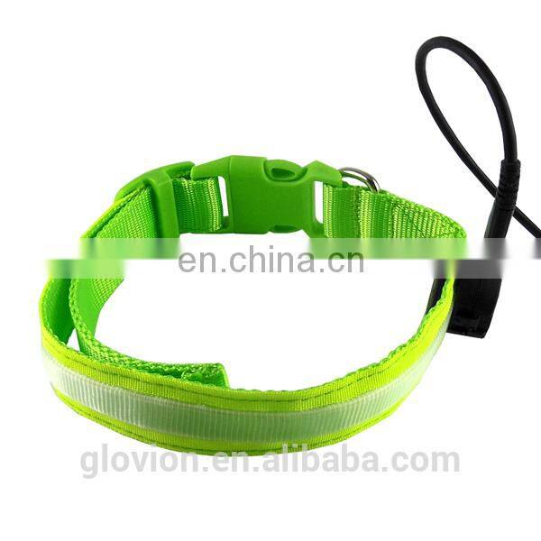 ECO-friendly pet collar durabl dog collar for training and hunting USB rechargeable flashing collar