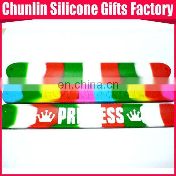 new coming silk Printed Silicone Slap Bracelet
