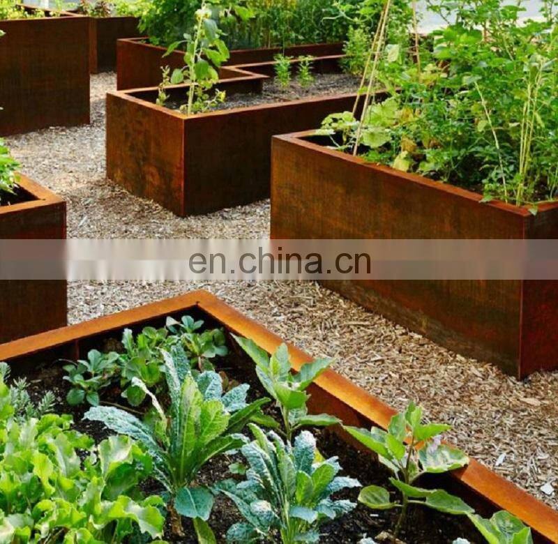 Rectangular Corten Steel Planters Flower Bed customized