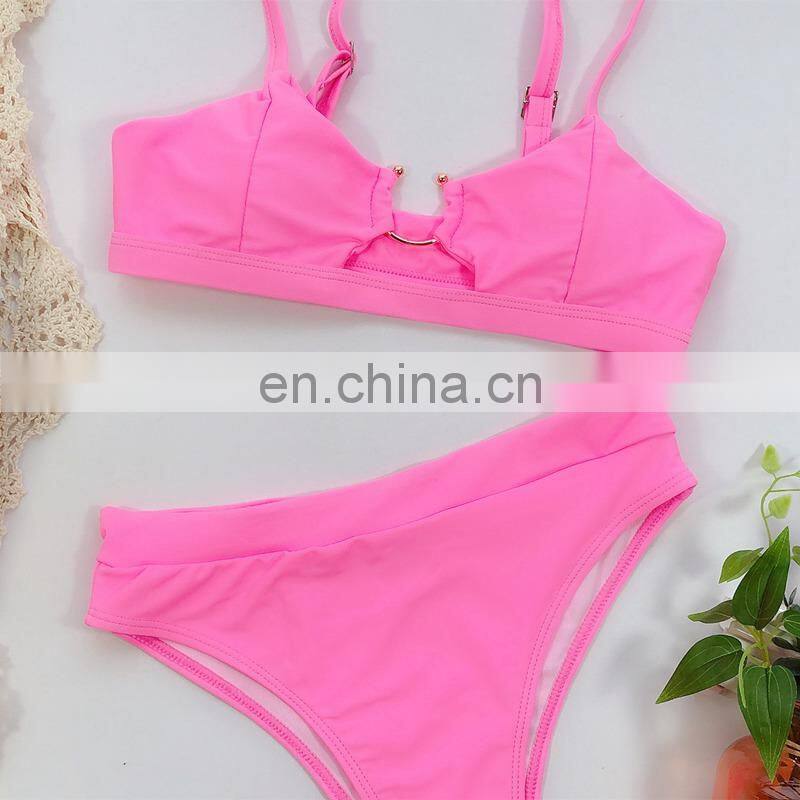 10 colors sexy Green leopard snake print bikini set solid plain color swimsuit Swimwear Female