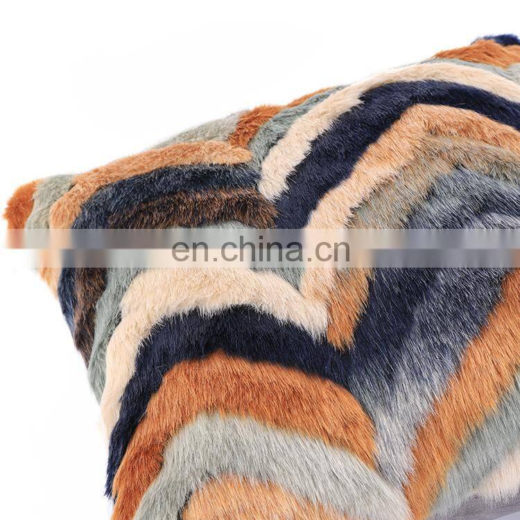 Oeko-Tex Certified Fluffy Flame Retardant Square Colorful Long Hair Faux Fur Cushion Cover Pillow Case