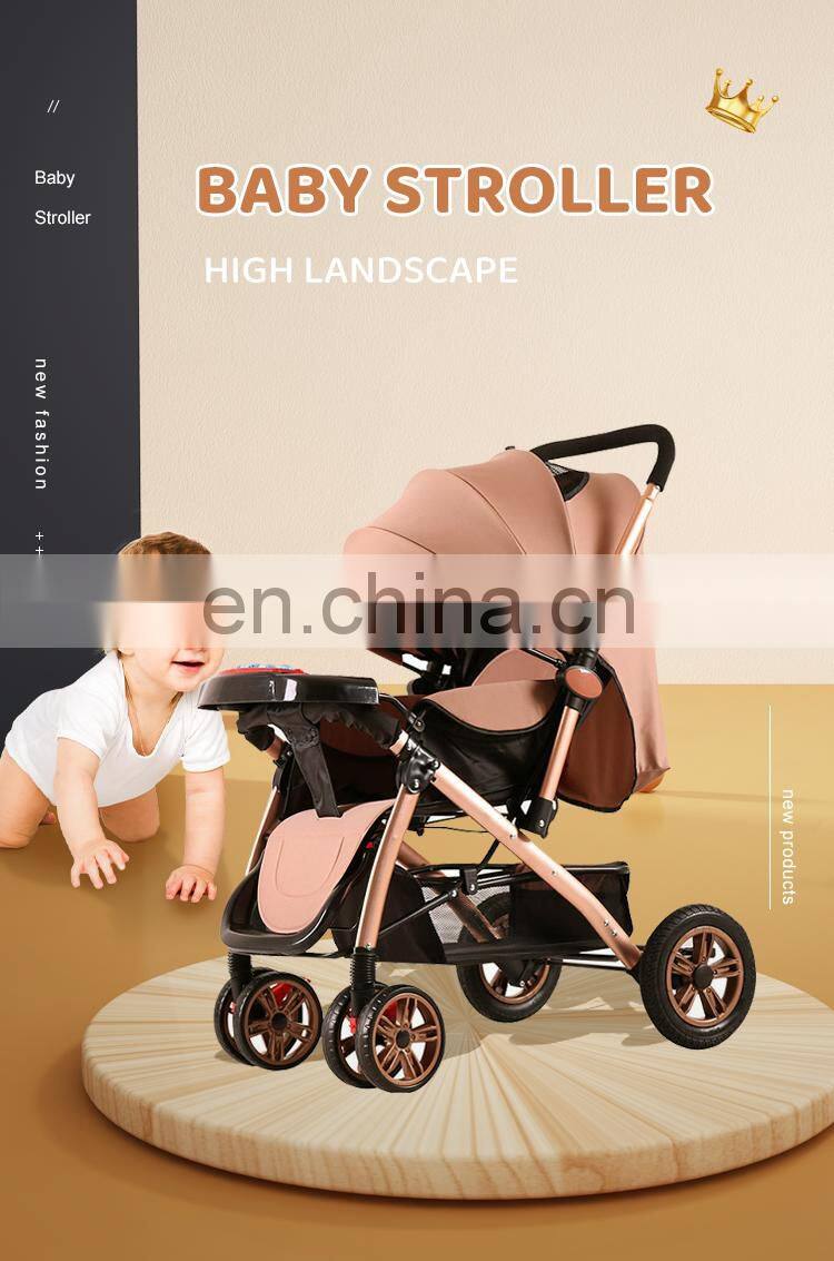 High landscape baby stroller factory wholesale lightweight foldable pram 2 in 1 pushchair