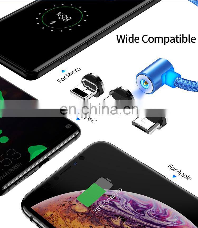 2020 New product Hot wholesale Flowing Light Magnetic Charging Cable Cellphone Fast Micro USB Cable Charger Data Cable Line