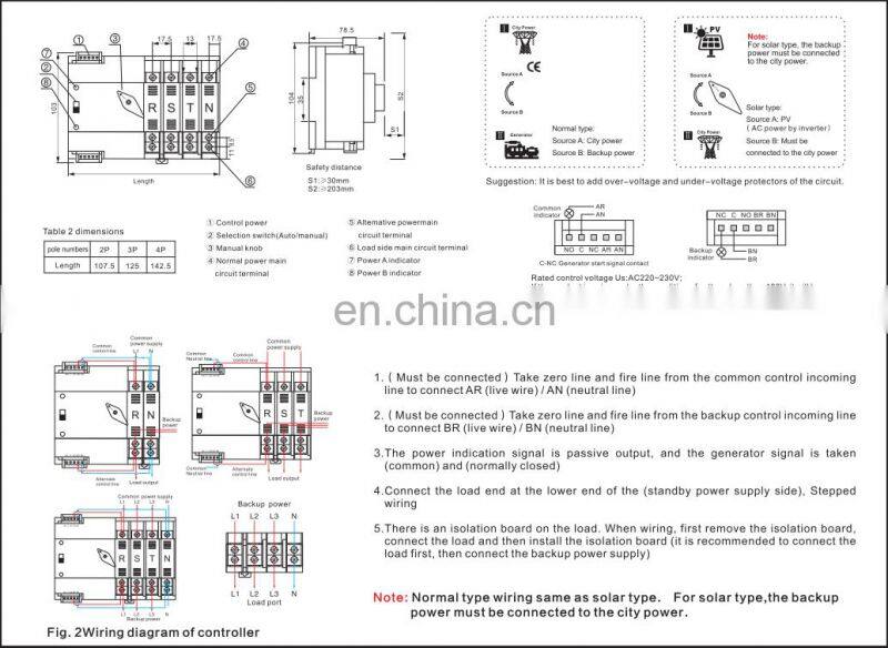 2021 hot selling 50/60HZ solar apartment automatic transfer switch for generator