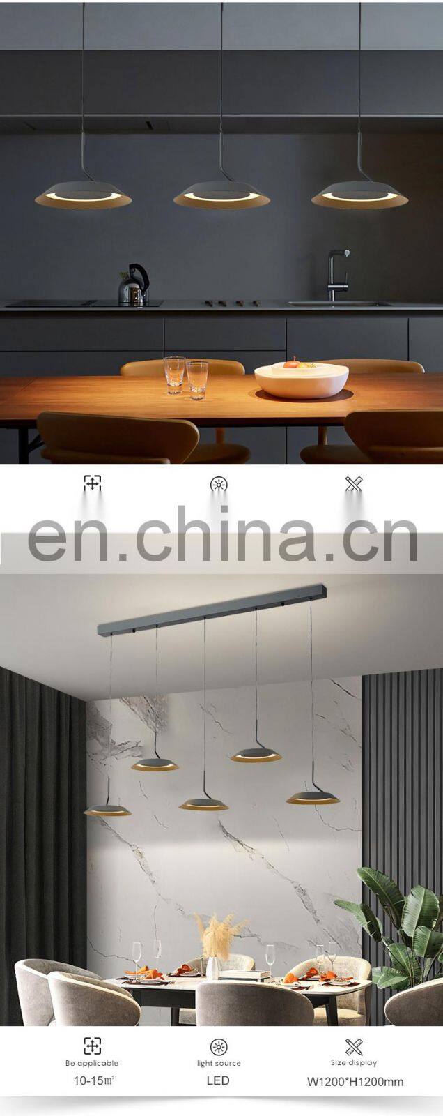 New Listed Decoration Acrylic Ash Black Matte Gold Living Room Bedroom Indoor LED Modern Chandelier Light