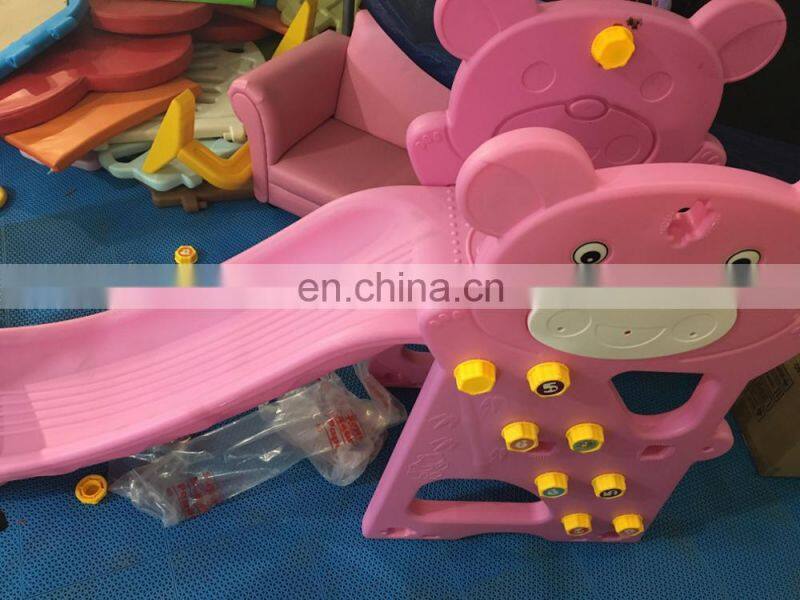 Colorful children indoor plastic slide and swing playground toys equipment for sale