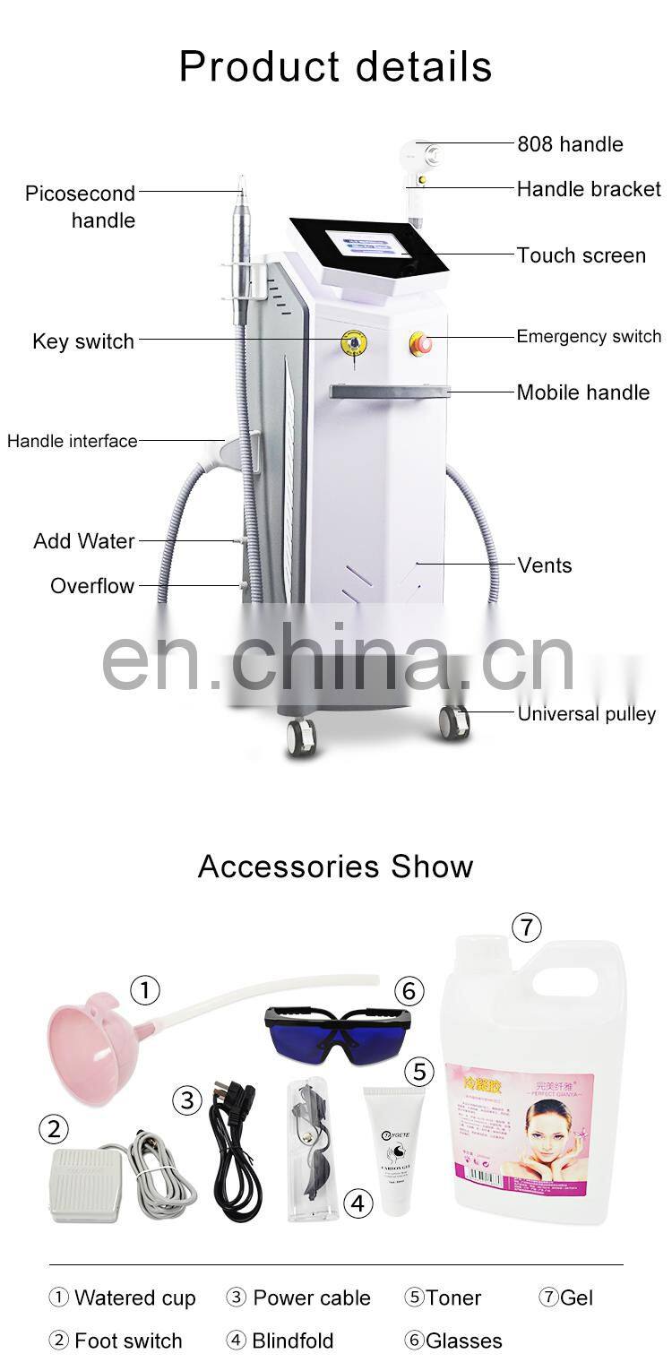 808 Diode Laser Hair Removal Device 755nm Picosecond Laser Skin Rejuvenation Tattoo Removal Black face doll Beauty Equipment