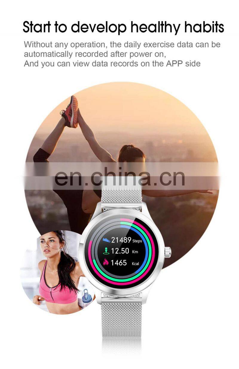 LW07 Round Touch Smartwatch Stainless Steel IP68 Waterproof Health smart watch phone for Women