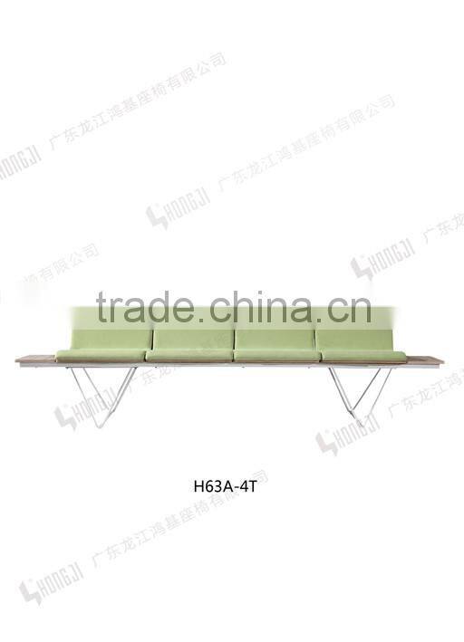 Wooden hotesale hall waiting chair with cushion for airport station H63A-4T-E