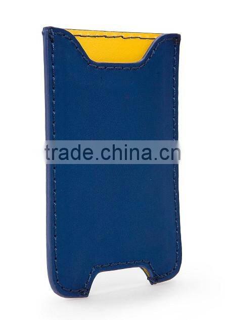 slip on bright color leather phone case with cut-out to charge plain genuine leather phone sleeve for iphone 5 6 custom logo