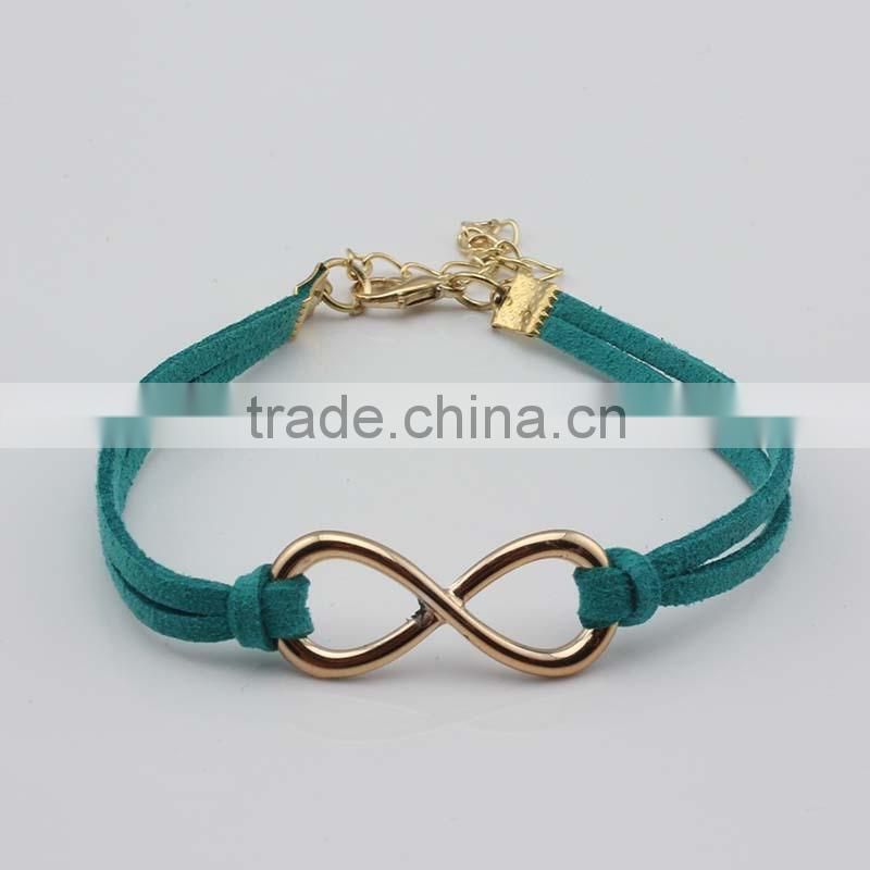 Big Gold Infinity Braided Leather Bracelet Lobster Claw Clasp Black Men Jewelry