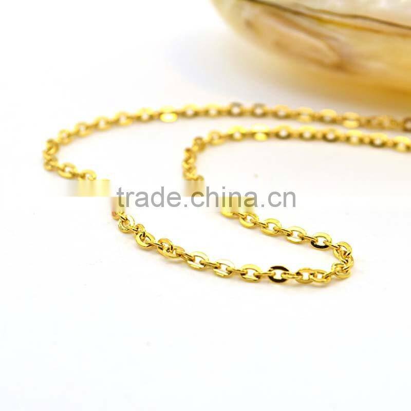 fashion long chain necklaces Custom size gold plating thin neckalce chain