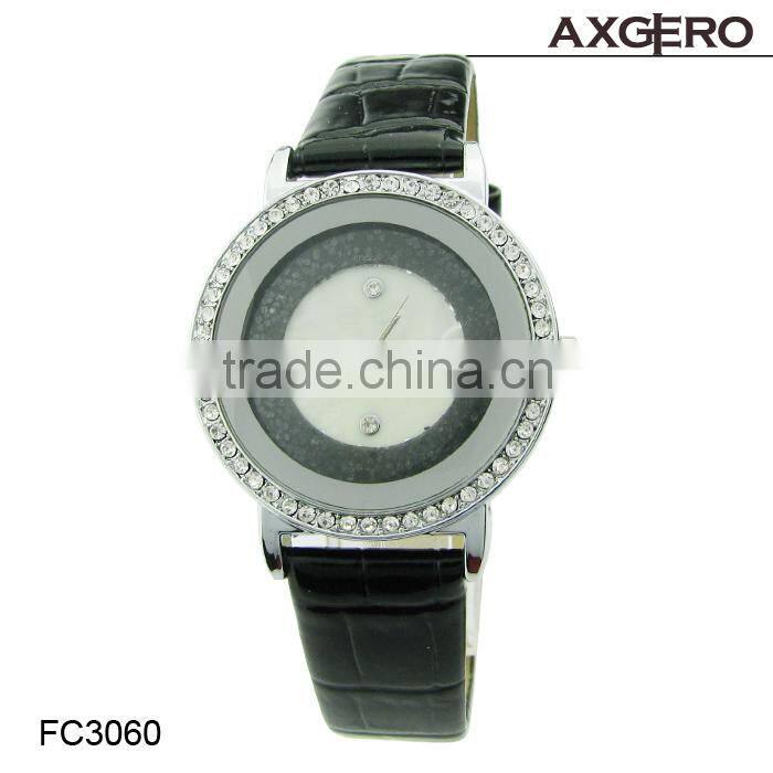 Hot Crystal Hours Watches Women Wristwatches Alloy Analog PU Band Quartz Watch