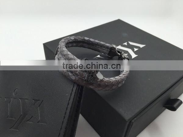 2016 Newest Arrival Hot Selling New Fashion Handmade Bracelet Colorful Python Skin Leather Round