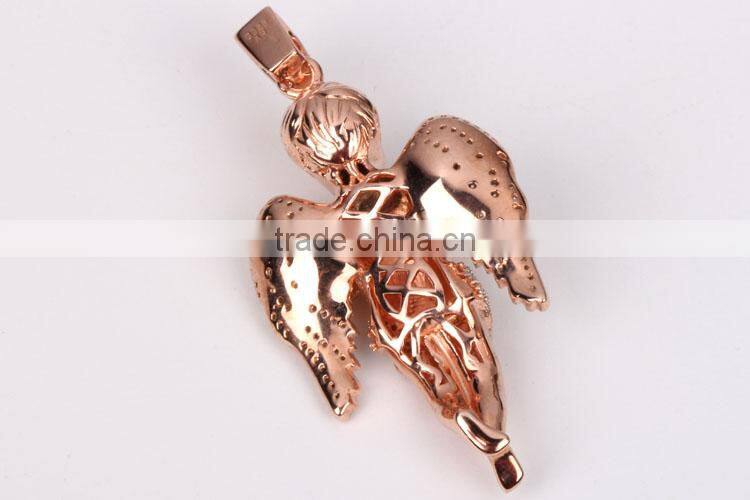 2015 hot sell gold diamond angel meaningful pendant necklace