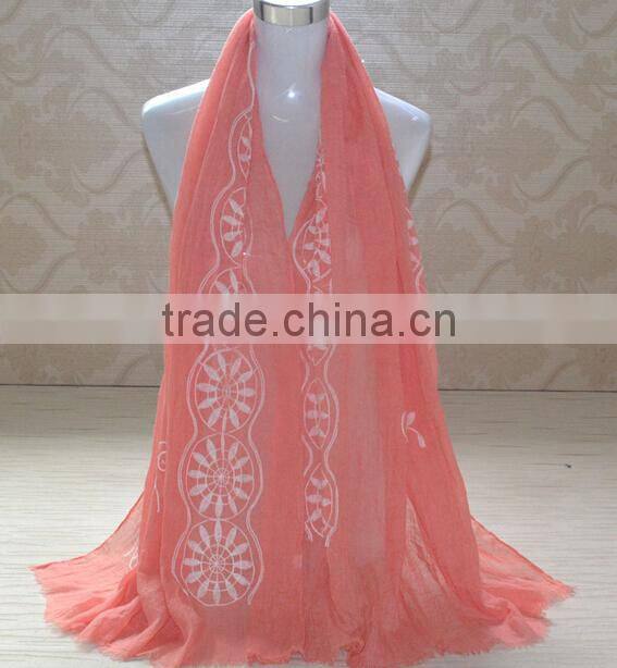Autumn Winter Korean Fashion 3D Embroidery Design Cotton Scarf Ladies Pashmina Shawl
