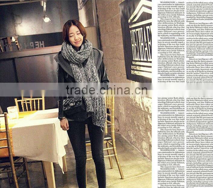 Fashion Gray Color Mohair Winter Lady Knit Scarf