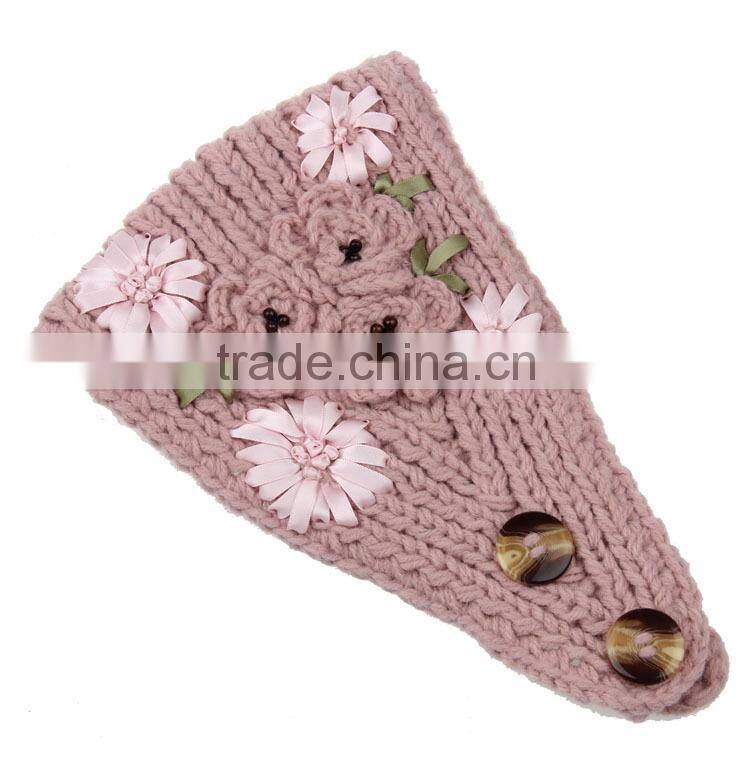 Fashion Charm Ladies Winter Hand Knitting Lace Flower Head Band