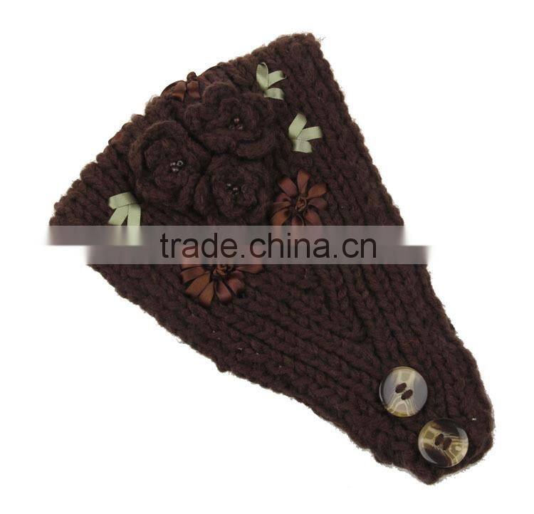 Fashion Charm Ladies Winter Hand Knitting Lace Flower Head Band