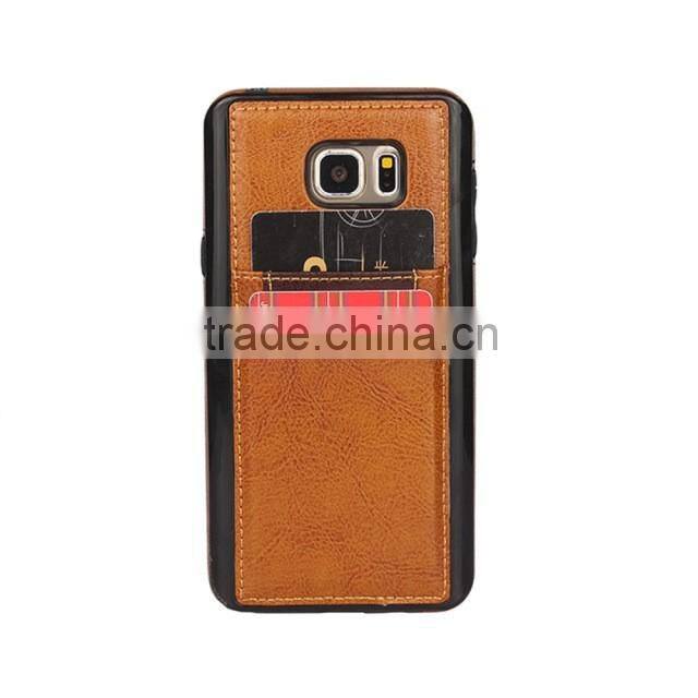 Crazy Horse pattern with card slots leather phone case and TPU 2 in 1 for Samsung note 5