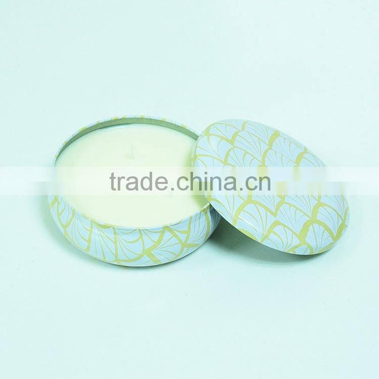 Fashion massage candle in tin box with metal lid