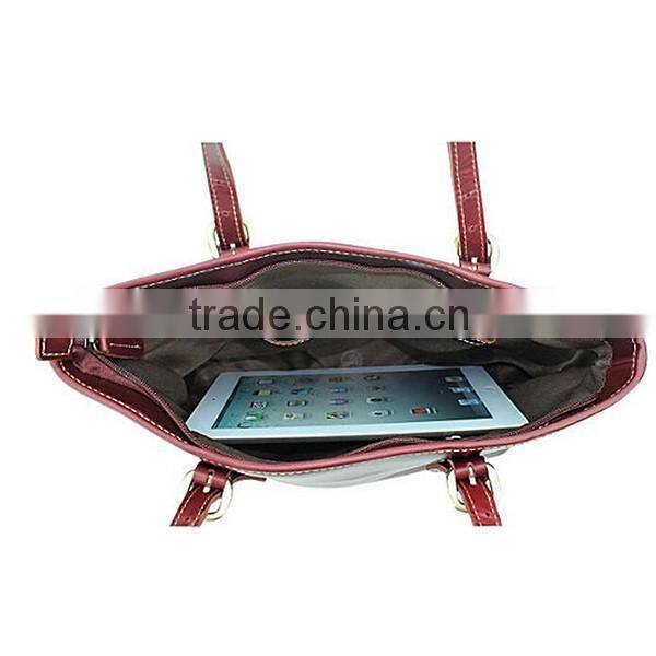 2016 new arrival women top handle handbags 14" laptop bag cowhide leather handbags handbags brands