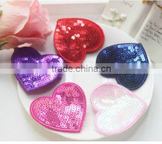 2015 New sequin heart hair clips Kids wholesales sequin bow Children Hair Accessory CB-3395