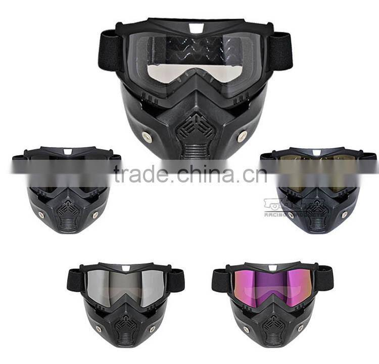 BJ-MG-022 High Quality Motocross Full Face Protective Safty Goggles Face PE+PC silicone antiskid stripe Clear Transparent Goggle