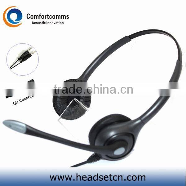 Noise cancelling dual 3.5mm jack call center headset for computer