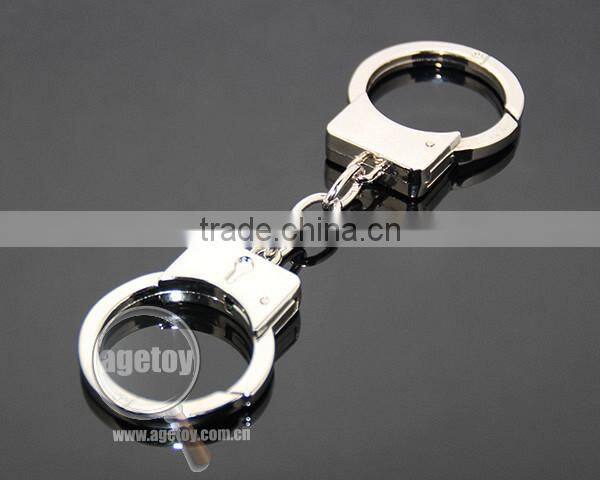 Mini Handcuff Shaped Promotional Zinc Alloy Silver Metal Handcuffs Key Chain