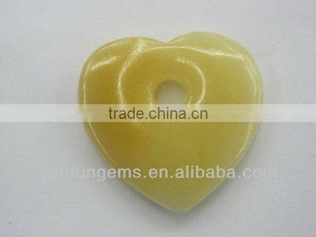 Wholesale 35*6mm heart shape Soft Yellow Jade pendant