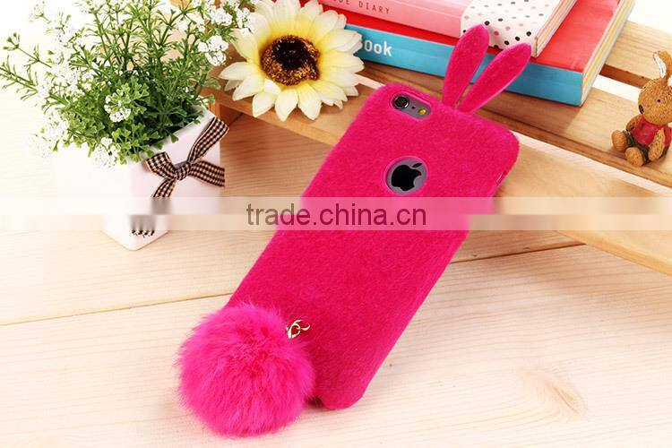 Soft TPU Genuiue Rabbit colorfull Fluffy Fur Tail Ball Phone Case Lxuxry Phone Case for Iphone and for Samsung